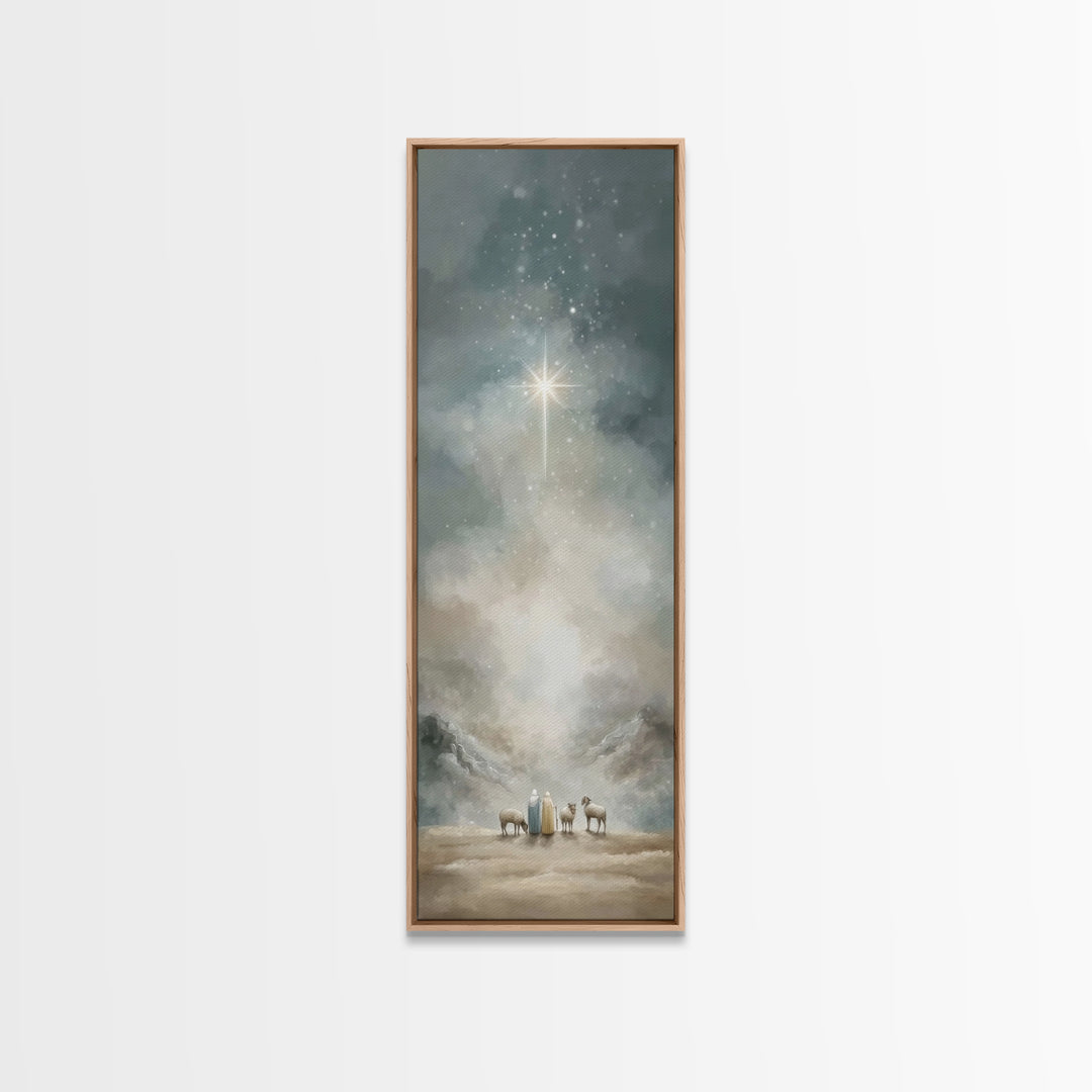 Silent Star Wonder – Framed Canvas Print – Skinny Art – Christian Christmas Decor – Christmas Wall Art – Christian Art