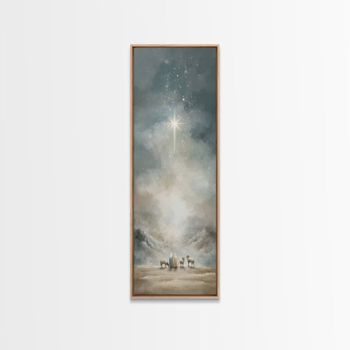 Silent Star Wonder – Framed Canvas Print – Skinny Art – Christian Christmas Decor – Christmas Wall Art – Christian Art