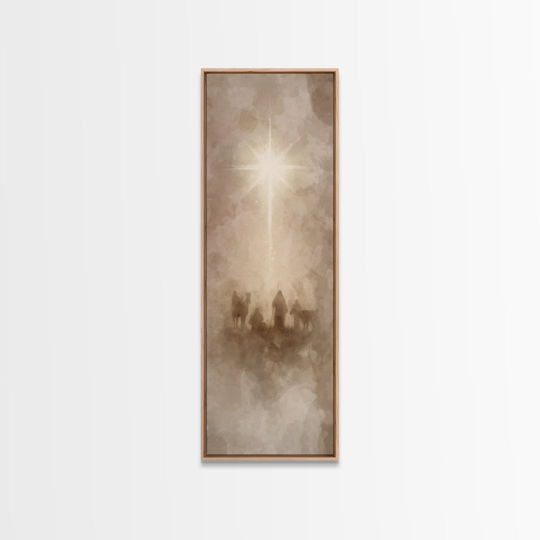Glory In The Heavens, Framed Canvas Print, Narrow Art, Christian Christmas Art, Jesus Painting Canvas, Christmas Art Work