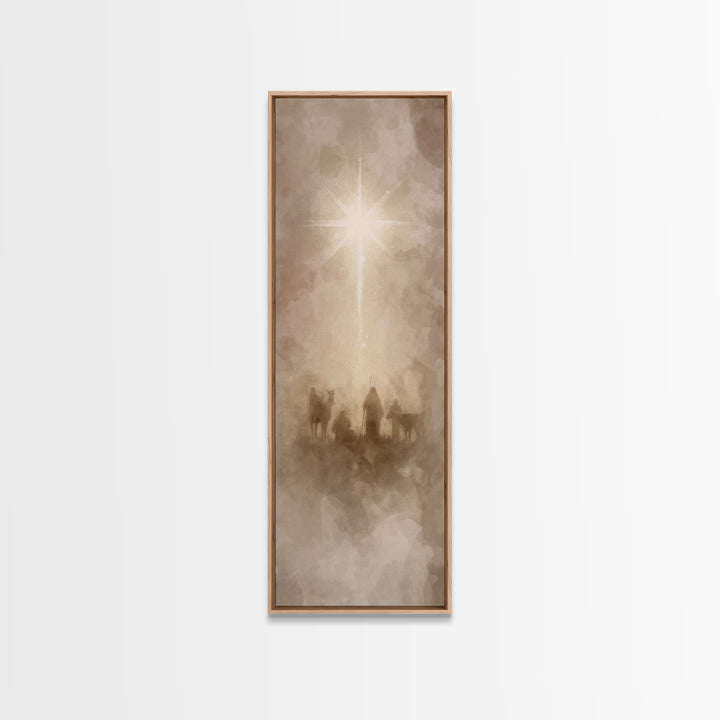 Glory In The Heavens, Framed Canvas Print, Narrow Art, Christian Christmas Art, Jesus Painting Canvas, Christmas Art Work