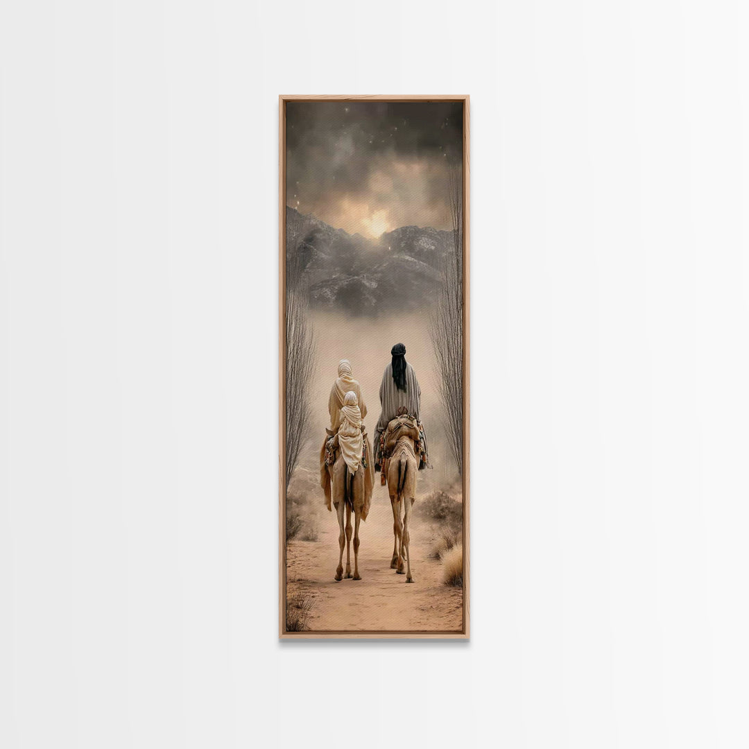 Holy Desert Trek – Framed Canvas Print – Narrow Art – Christian Art Canvas – Christmas Art Work – Christian Christmas Decor