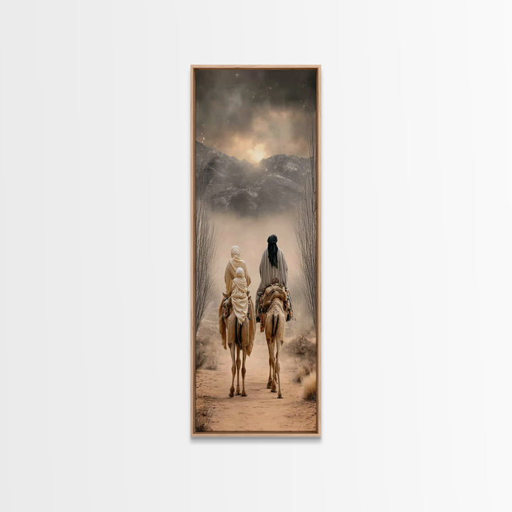 Holy Desert Trek – Framed Canvas Print – Narrow Art – Christian Art Canvas – Christmas Art Work – Christian Christmas Decor
