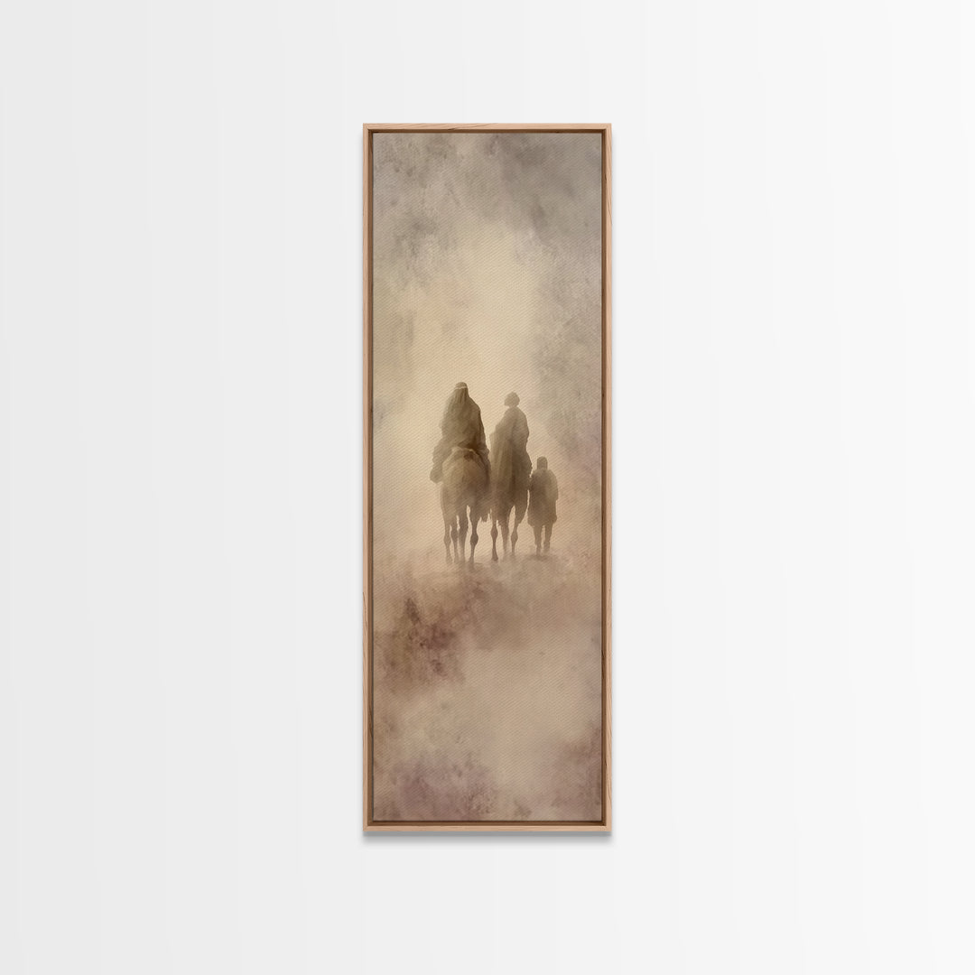 Faithful Caravan, Framed Canvas Print, Tall Skinny Art Print, Christian Paintings, Christmas Canvas Wall Art, Christian Art