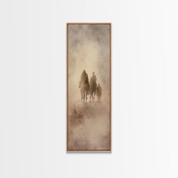 Faithful Caravan, Framed Canvas Print, Tall Skinny Art Print, Christian Paintings, Christmas Canvas Wall Art, Christian Art