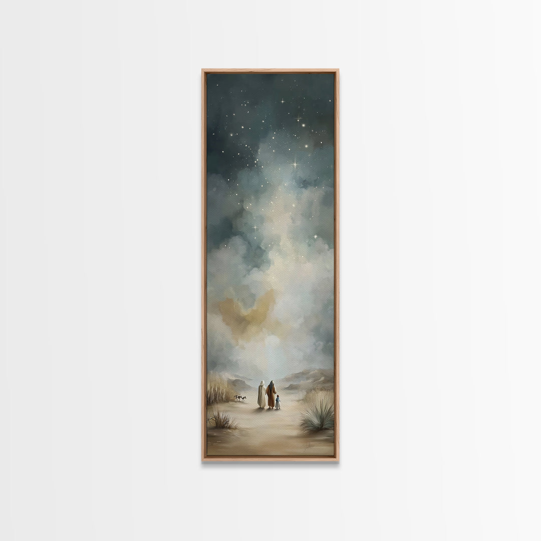 Heavenly Promise – Framed Canvas Print – Christian Art Canvas – Christian Wall Art – Narrow Art – Christian Painting – Christmas Art