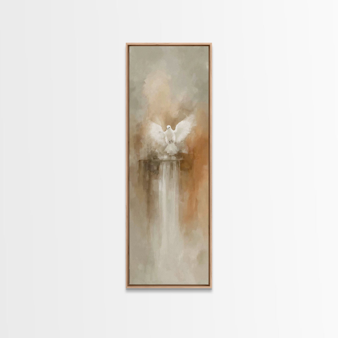 Dove Of Glory – Framed Canvas Print – Christian Wall Art – Christian Art Canvas – Minimalist Christian Art – Narrow Art – Christian Paintin