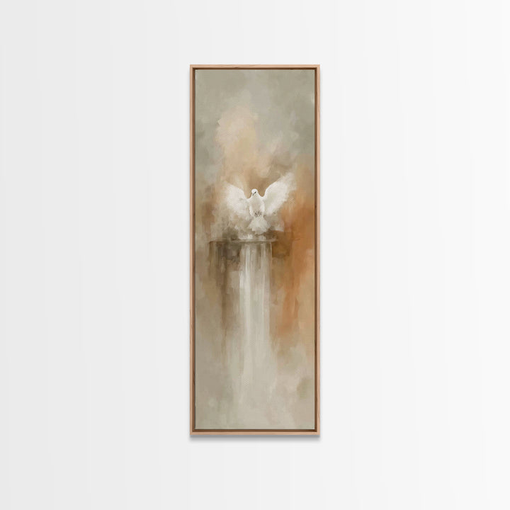 Dove Of Glory – Framed Canvas Print – Christian Wall Art – Christian Art Canvas – Minimalist Christian Art – Narrow Art – Christian Paintin