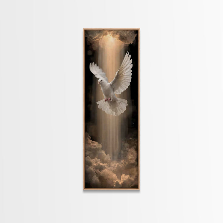 Heavenly Light Dove – Framed Canvas Print – Christian Wall Art – Christian Art – Subtle Christian Art – Skinny Art – Christian Art Canvas