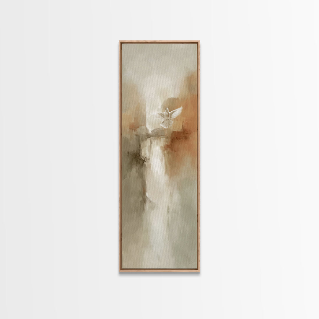 Grace In Ascent – Framed Canvas Print – Minimalist Christian Art – Christian Art Canvas – Christian Wall Art – Narrow Art – Christian Paint