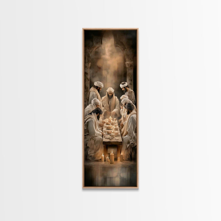 Sacred Table Glory | Framed Canvas Print | Christian Art Canvas | Jesus Wall Art | Christian Painting | Narrow Art | Christmas Art | Christ