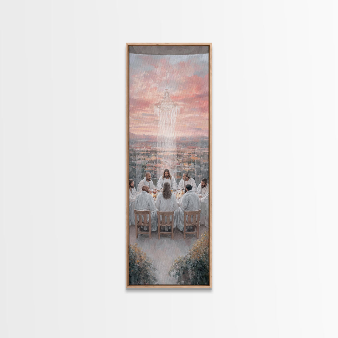Divine Gathering Calm – Framed Canvas Print – Christian Art – Jesus Canvas Art – Modern Christian Painting – Tall Narrow Wall Art – Christi