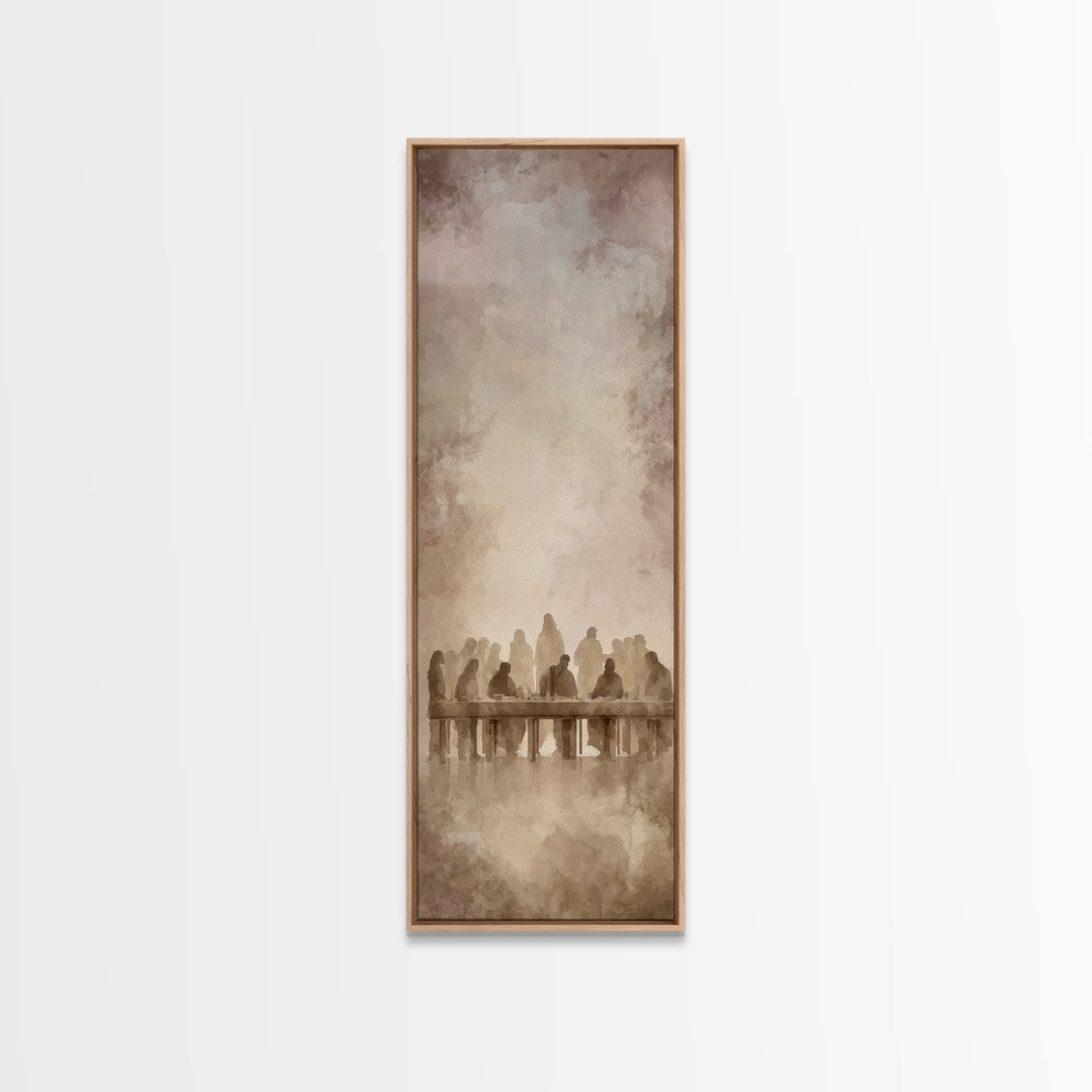 Holy Evening Grace | Framed Canvas Print | Christian Wall Art | Jesus Painting | Christian Art Work | Narrow Art | Christmas Wall Art | Chr