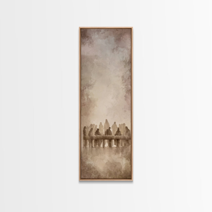 Holy Evening Grace | Framed Canvas Print | Christian Wall Art | Jesus Painting | Christian Art Work | Narrow Art | Christmas Wall Art | Chr