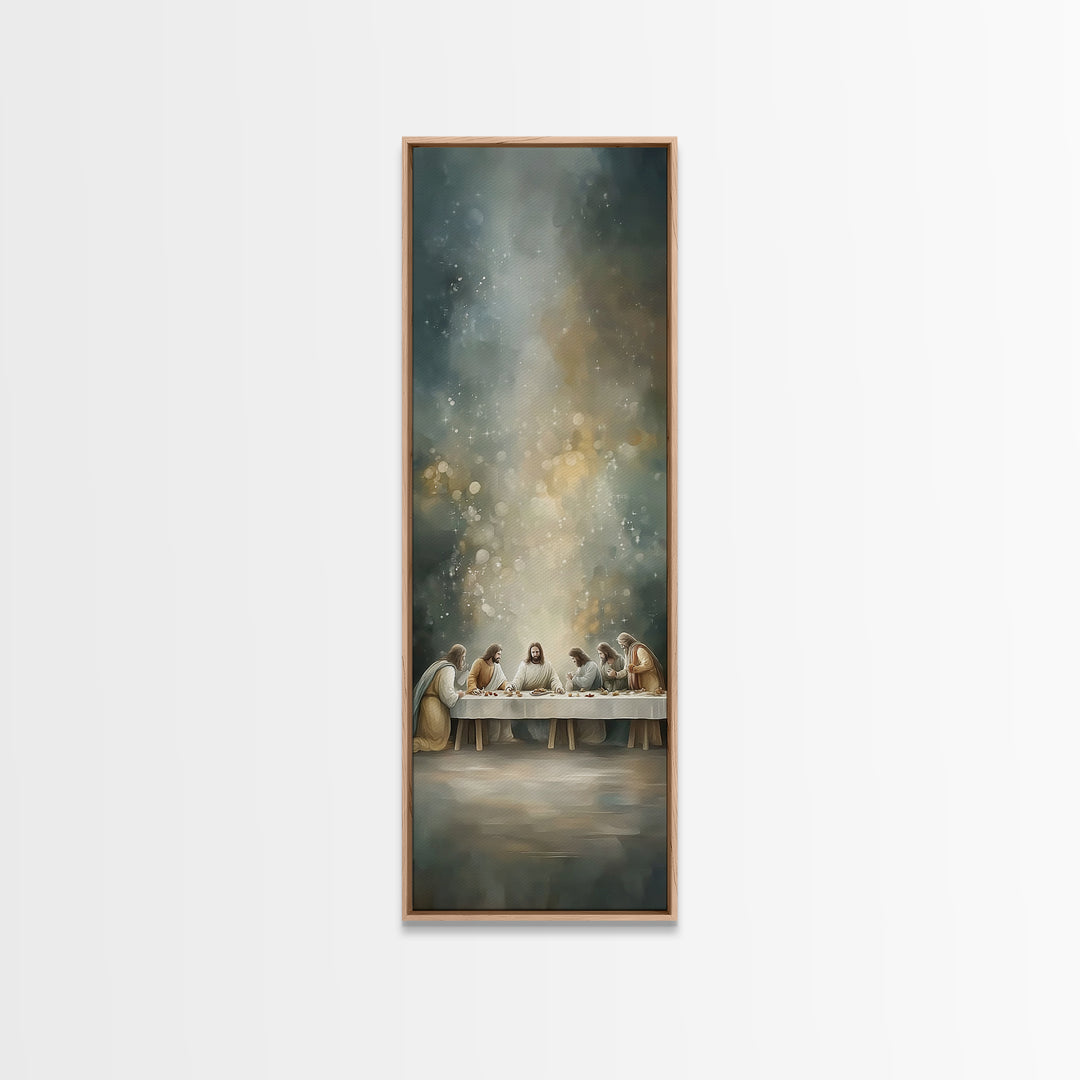 Divine Supper Horizon, Framed Canvas Print, Christian Art, Jesus Painting Canvas, Christian Wall Art, Narrow Art, Christian Christmas Art,