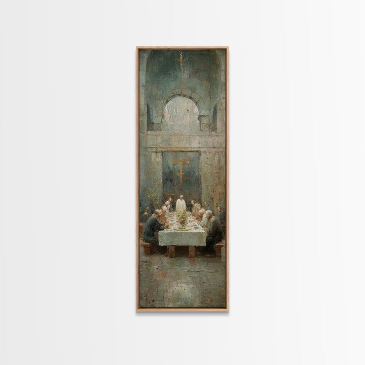 Heaven’s Table Grace | Framed Canvas Print | Christian Art Canvas | Jesus Wall Art | Modern Christian Art | Narrow Art | Christmas Art | Ch