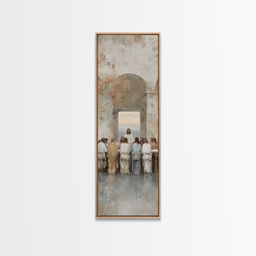Eternal Supper Radiance, Framed Canvas Print, Christian Art Canvas, Jesus Art Print, Christian Painting, Narrow Art, Christmas Wall Art, Ch