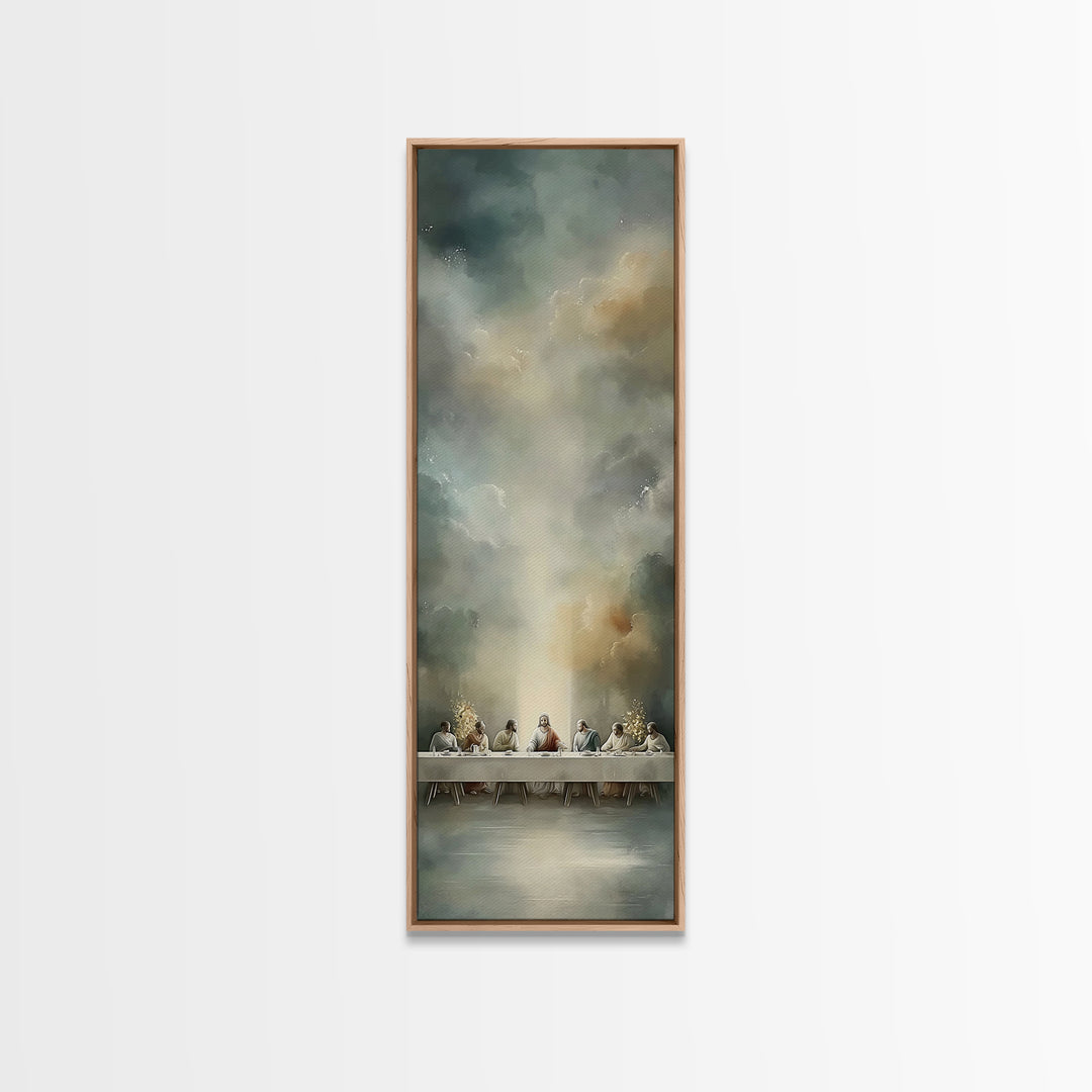 Last Supper Stillness – Framed Canvas Print – Christian Art – Jesus Painting Canvas – Christian Wall Art – Skinny Art – Christian Christmas