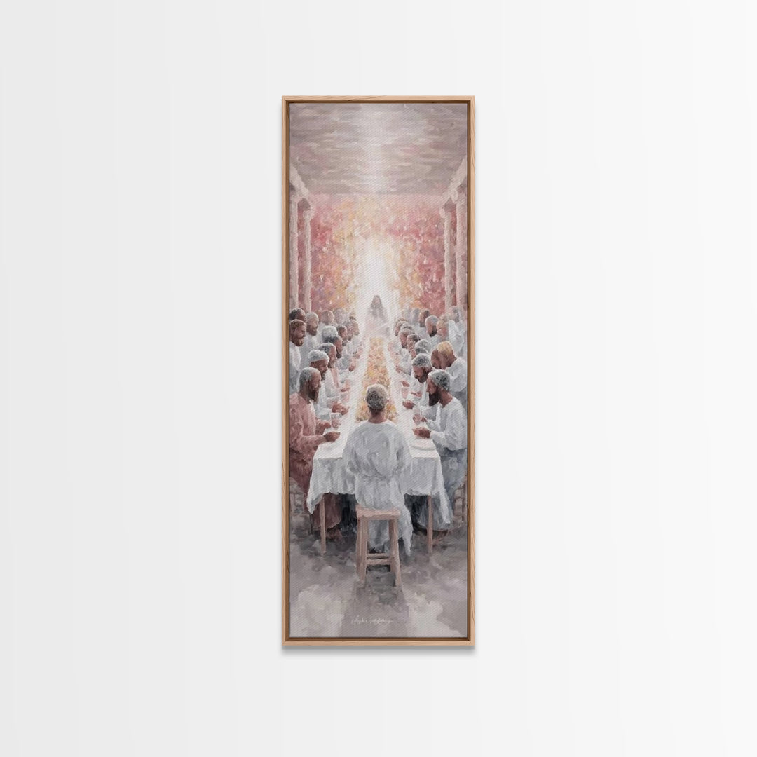 Celestial Supper Bloom, Framed Canvas Print, Christian Art Canvas, Christian Art, Jesus Painting, Narrow Art, Christian Christmas Art, Chri
