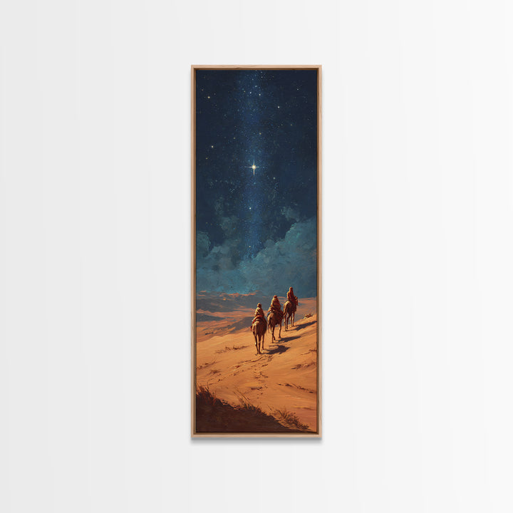 Holy Night Trek – Framed Canvas Print – Christian Wall Art – Christian Art Canvas – Tall Skinny Art Print – Christmas Art