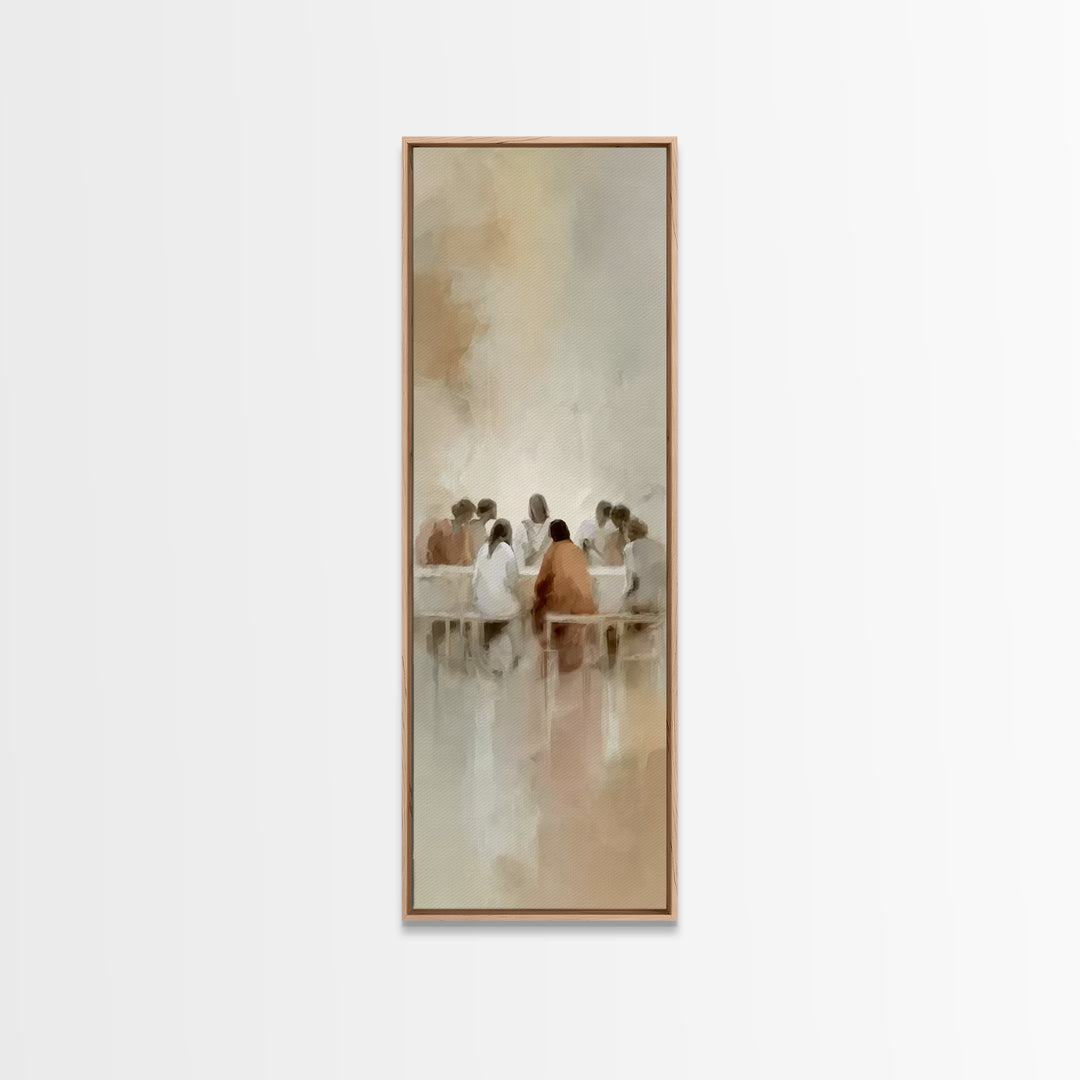 Quiet Supper Light – Framed Canvas Print – Christian Wall Art – Jesus Art Print – Christian Art Canvas – Tall Skinny Art Print – Christmas
