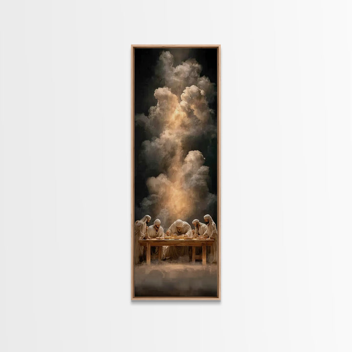 Heavenly Supper Light – Framed Canvas Print – Christian Wall Art – Jesus Painting – Christian Christmas Art – Tall Narrow Wall Art – Christ