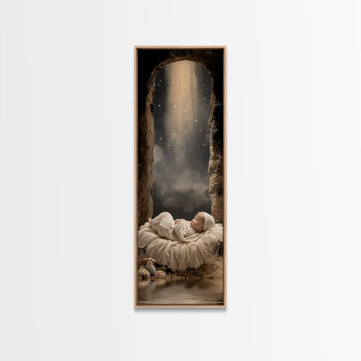 Star of Bethlehem – Framed Canvas Print – Christian Wall Art – Christmas Art – Jesus Painting – Narrow Art – Christian Christmas Decor – Ch