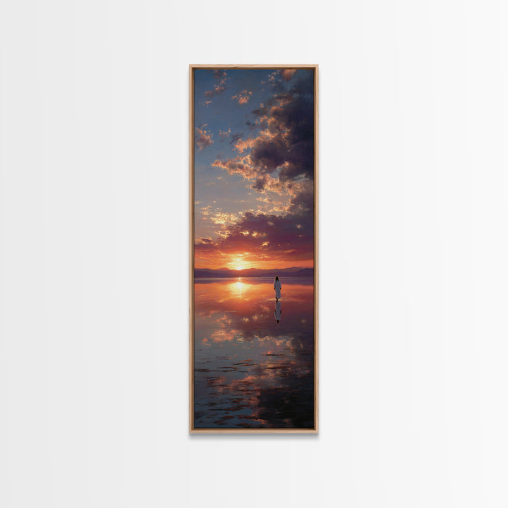 Sunset Walk Of Grace – Framed Canvas Print – Tall Narrow Wall Art – Christian Wall Art – Jesus Painting – Christian Art Canvas – Christian