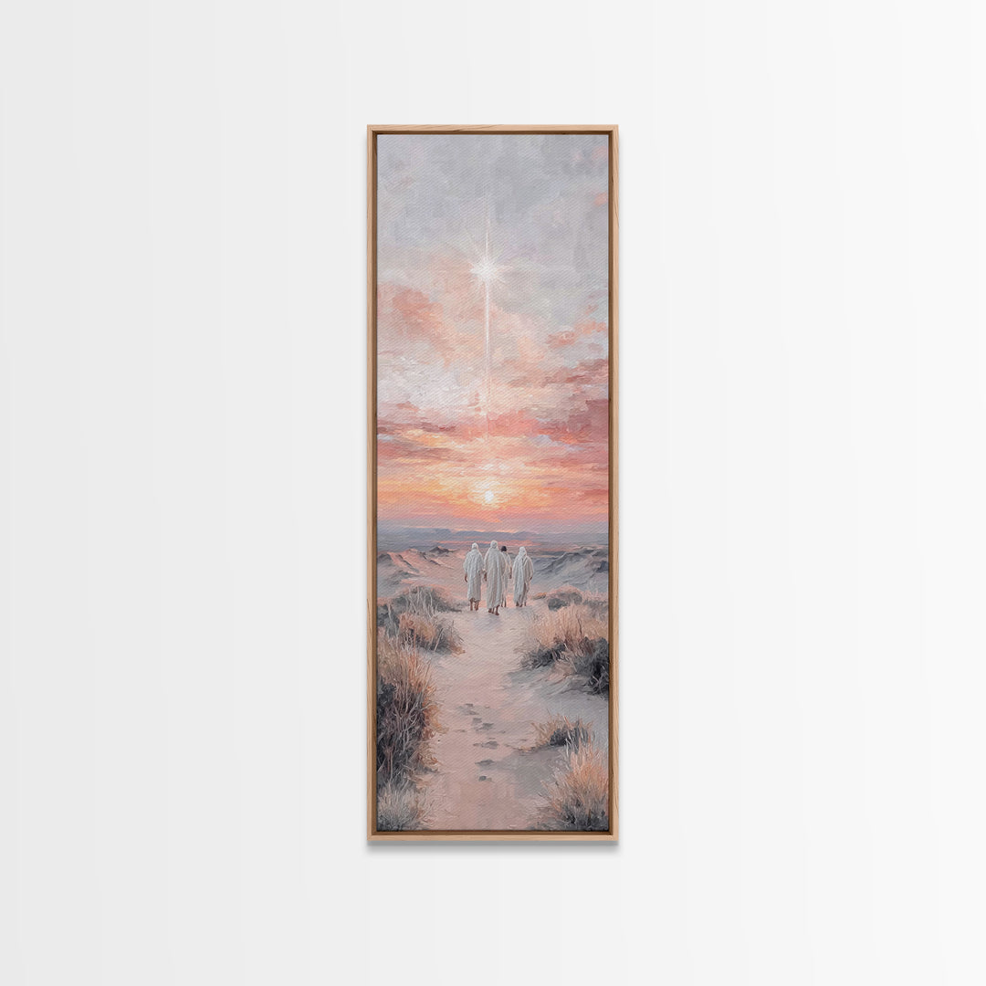 The Guiding Star – Framed Canvas Print – Tall Skinny Art Print – Christian Wall Art – Christmas Art – Christian Art Canvas – Jesus Painting