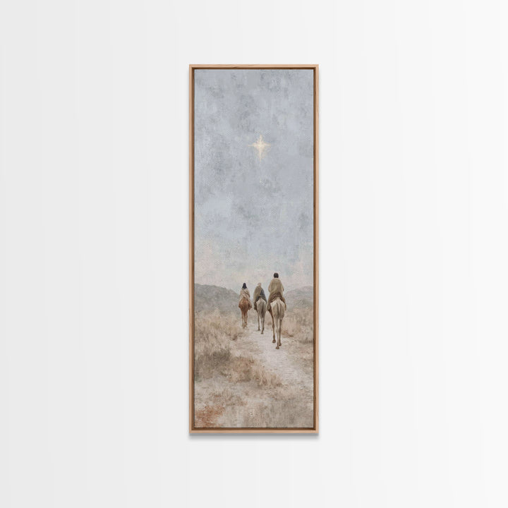 Desert Star Journey – Framed Canvas Print – Narrow Art – Christian Art – Christmas Wall Art – Jesus Painting – Christian Art Print – Christ