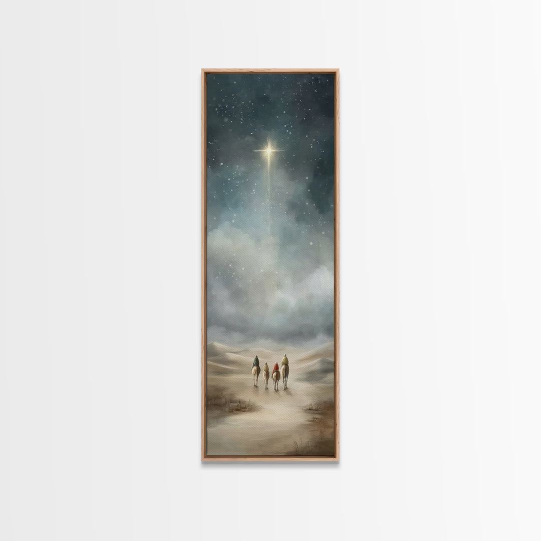 Bethlehem Journey – Framed Canvas Print – Skinny Art – Christian Art Print – Christian Wall Art – Christmas Art – Jesus Painting – Christia