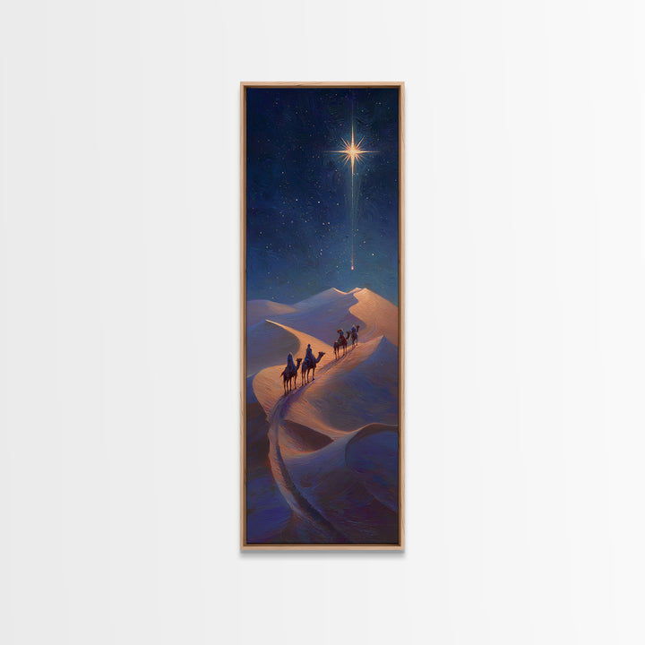 Wandering Kings Star – Framed Canvas Print – Narrow Art – Christian Christmas Art – Christian Art Canvas – Jesus Painting – Christmas Wall