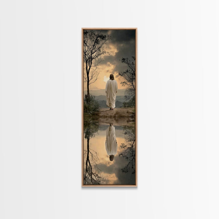 Twilight Journey Home – Framed Canvas Print – Narrow Art – Christian Wall Art – Christian Art Canvas – Jesus Painting – Subtle Christian Ar