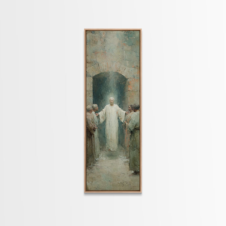 Risen In Glory – Framed Canvas Print – Tall Narrow Wall Art – Christian Art Canvas – Jesus Painting – Christian Art Print – Christian Wall