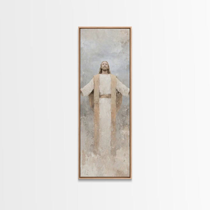 Radiant Savior Light, Framed Canvas Print, Skinny Art, Christian Art Canvas, Christian Wall Art, Jesus Painting, Christian Art