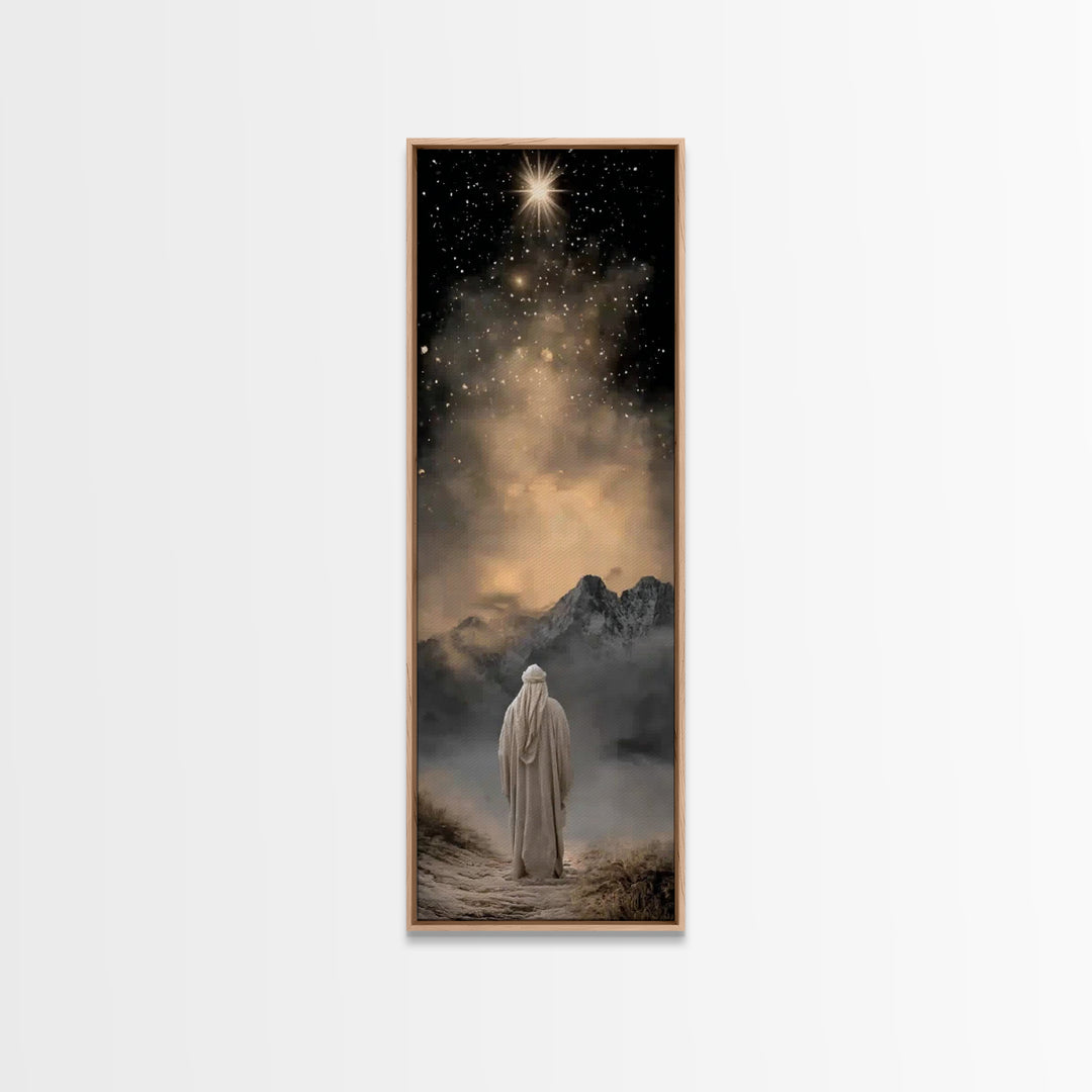 Bethlehem Night Sky – Framed Canvas Print – Tall Skinny Art Print – Christian Christmas Art – Christmas Wall Art – Christian Art Canvas – C