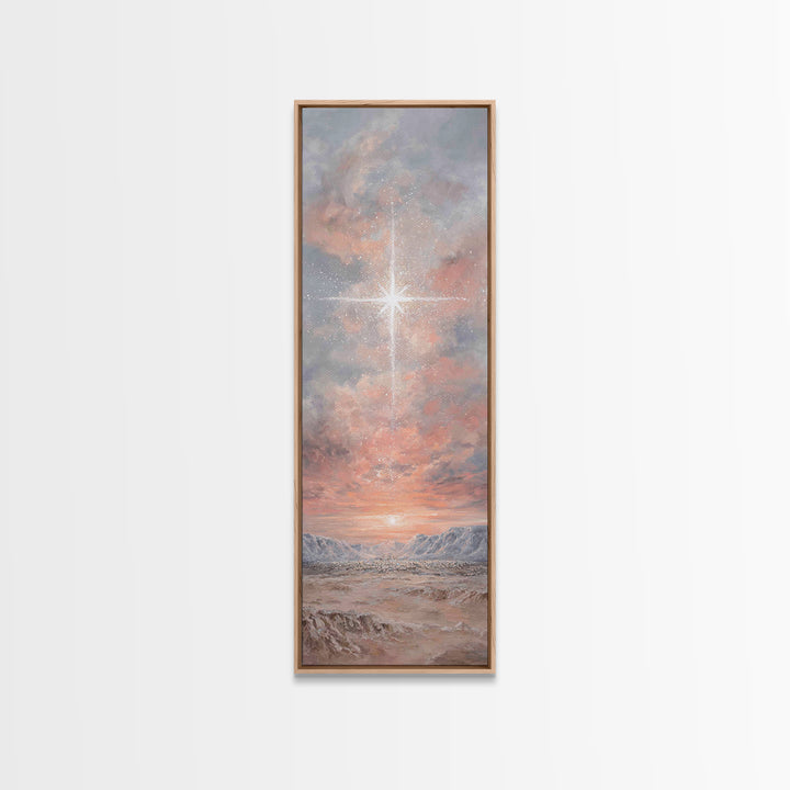 Heavenly Dawn Star – Framed Canvas Print – Tall Narrow Wall Art – Christian Wall Art – Christian Art Canvas – Christmas Art – Jesus Paintin