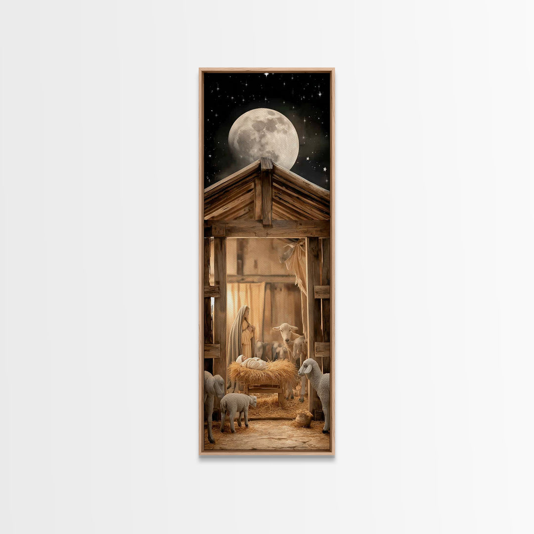 Stable Blessing Grace – Framed Canvas Print – Skinny Art – Christian Wall Art – Jesus Painting – Christmas Art – Christian Art Canvas