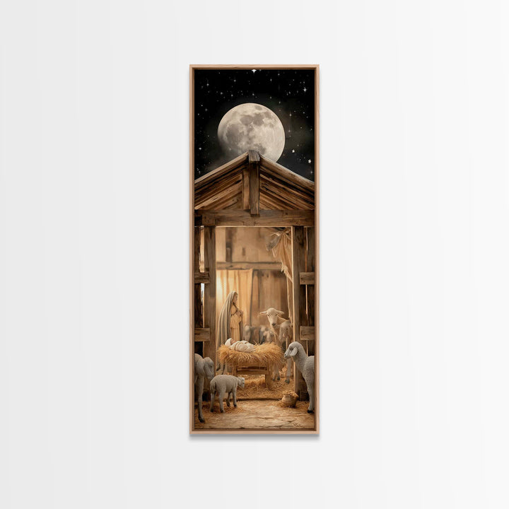 Stable Blessing Grace – Framed Canvas Print – Skinny Art – Christian Wall Art – Jesus Painting – Christmas Art – Christian Art Canvas