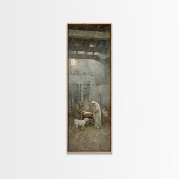 Mary’s Gentle Vigil – Framed Canvas Print – Tall Skinny Art Print – Christian Art Canvas – Jesus Christmas Art – Christian Wall Art – Chris
