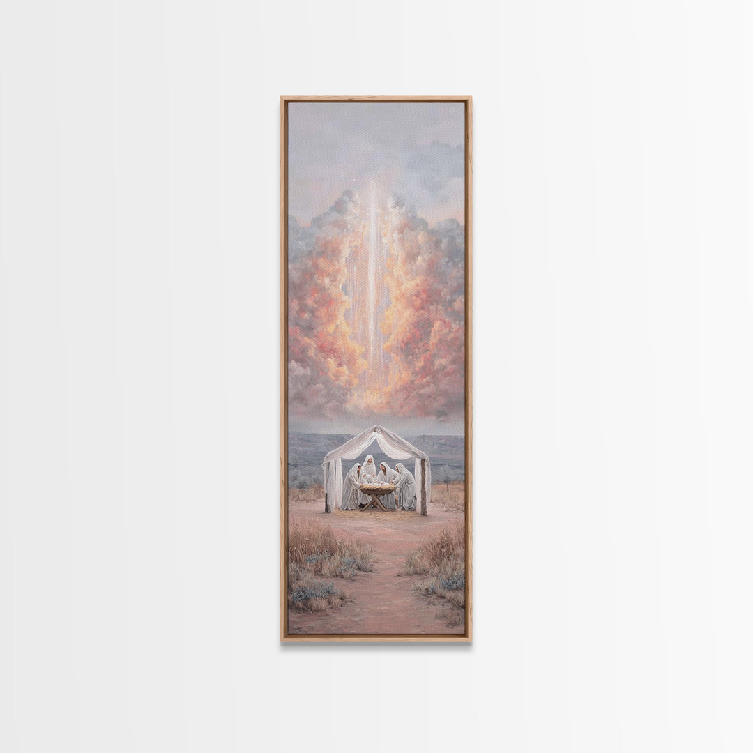 Celestial Birth Wonder – Framed Canvas Print – Skinny Art – Christian Wall Art – Christmas Art – Christian Art Canvas – Jesus Christmas Art