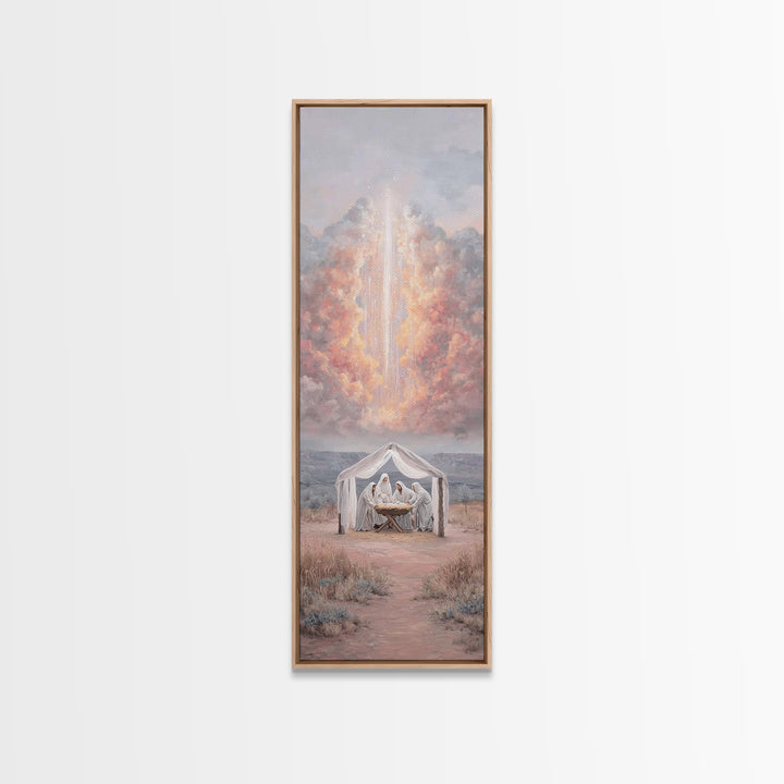 Celestial Birth Wonder – Framed Canvas Print – Skinny Art – Christian Wall Art – Christmas Art – Christian Art Canvas – Jesus Christmas Art