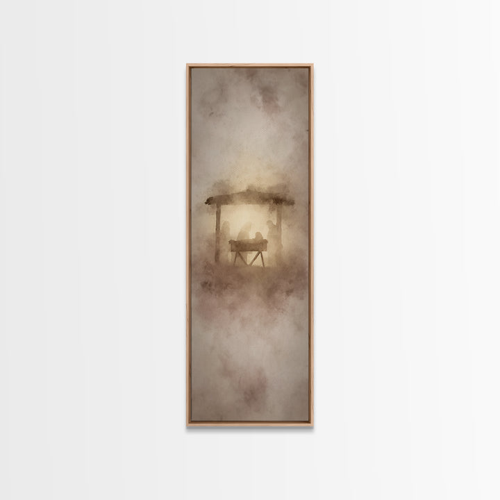 Bethlehem Night Glory – Framed Canvas Print – Tall Narrow Wall Art – Jesus Painting – Christian Christmas Art – Christian Art Canvas – Jesu