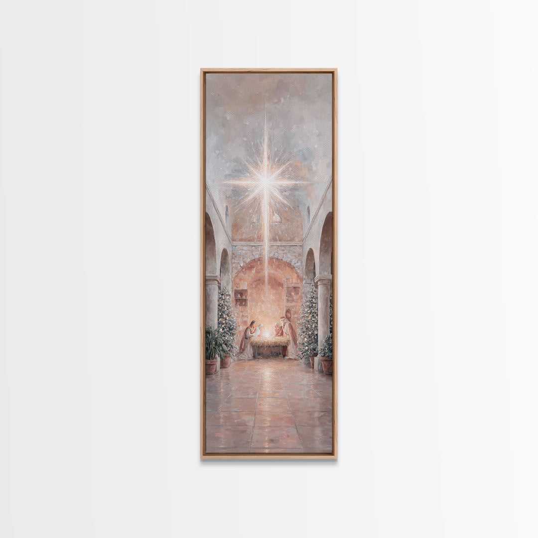 Star of Bethlehem – Framed Canvas Print – Tall Narrow Wall Art – Jesus Painting – Jesus Art – Christian Art Canvas – Christian Christmas Ar