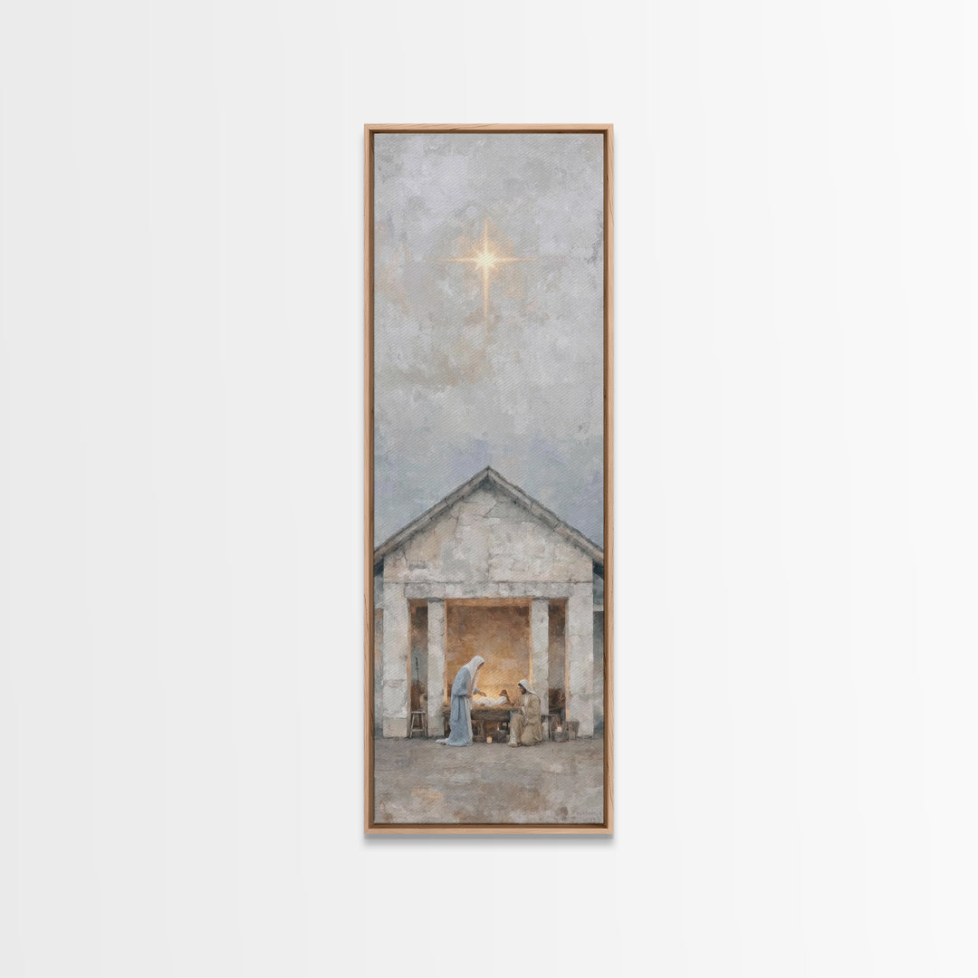 Sacred Christmas Hope – Framed Canvas Print – Tall Narrow Wall Art – Jesus Art – Christian Christmas Art – Jesus Painting – Christian Art C
