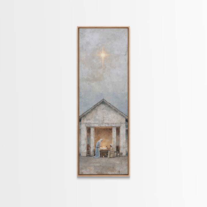 Sacred Christmas Hope – Framed Canvas Print – Tall Narrow Wall Art – Jesus Art – Christian Christmas Art – Jesus Painting – Christian Art C