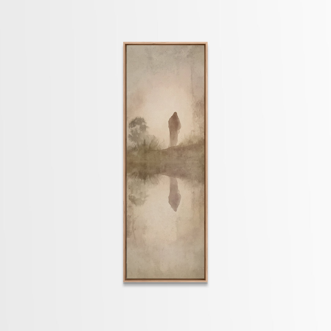 Silent Morning Savior – Framed Canvas Print – Narrow Art – Christian Wall Art – Christian Art – Jesus Painting – Modern Christian Painting
