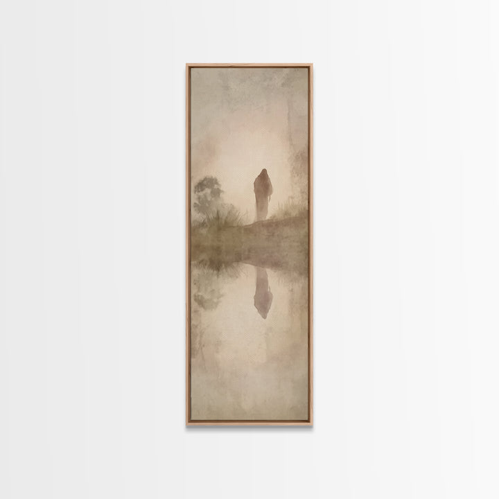 Silent Morning Savior – Framed Canvas Print – Narrow Art – Christian Wall Art – Christian Art – Jesus Painting – Modern Christian Painting