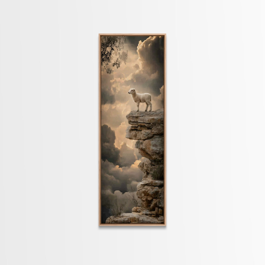 Shepherd’s Cliff Light – Framed Canvas Print – Christian Wall Art – Christian Art Canvas – Unique Christian Art – Christian Painting – Narr