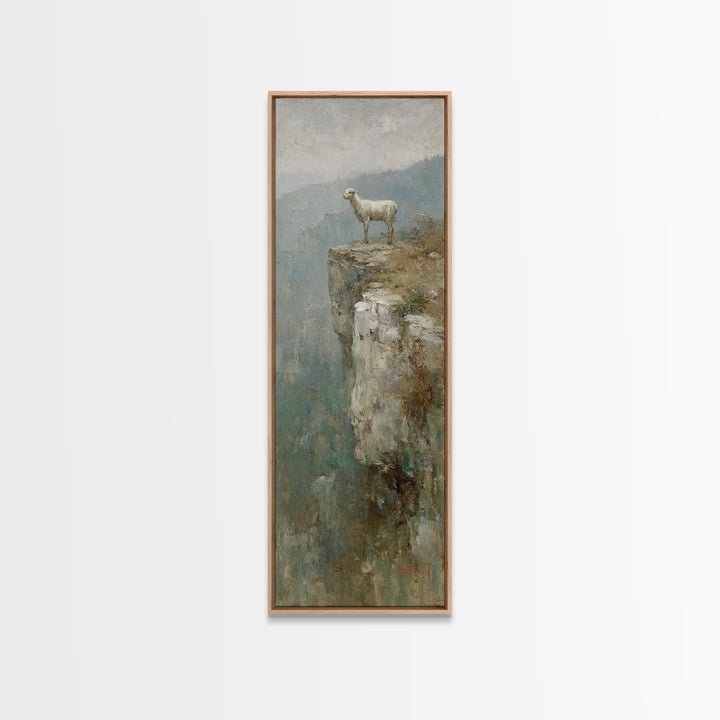 Silent Ridge Lamb - Framed Canvas Print - Christian Art Canvas - Vintage Christian Art - Christian Wall Art - Christian Painting - Tall Ski
