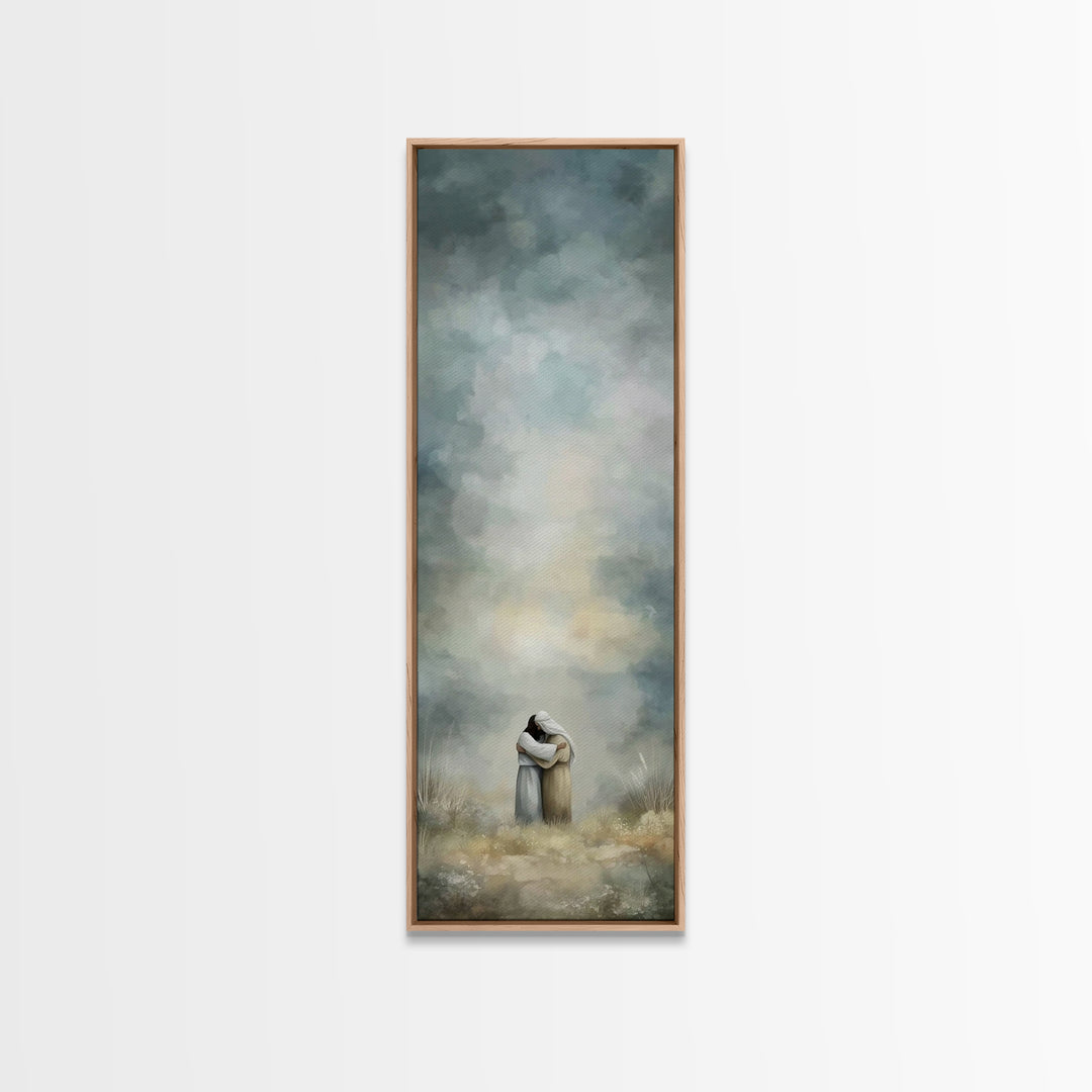 Embrace of Grace | Framed Canvas Print | Christian Wall Art | Christian Art Canvas | Christian Painting | Subtle Christian Art | Narrow Art